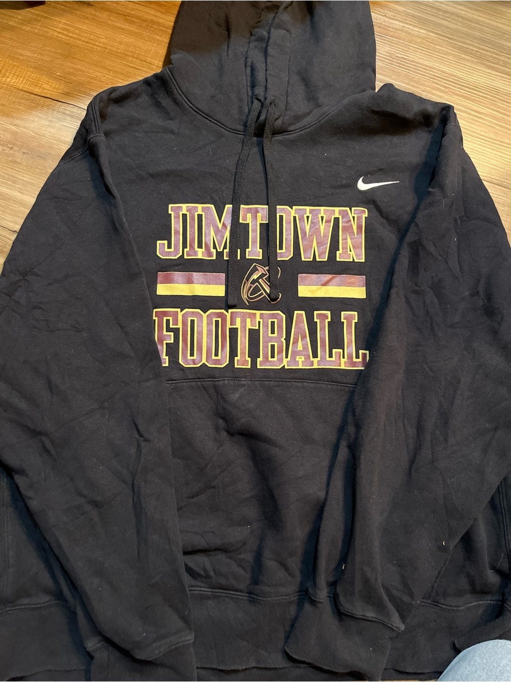 Nike Black Hoodie with‎ Maroon and Gold Jimtown Football Logo